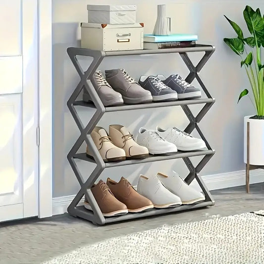 X-Shaped 4-Layer Shoe Rack