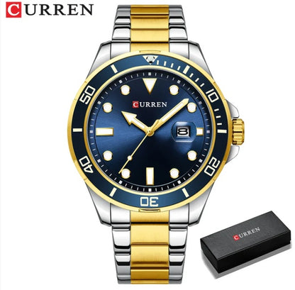 CURREN Watches Mens Quartz Stainless Steel Band for Male Business Design