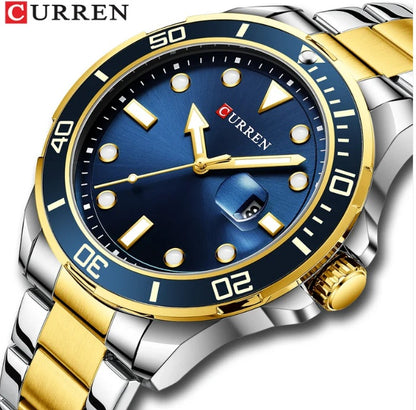 CURREN Watches Mens Quartz Stainless Steel Band for Male Business Design